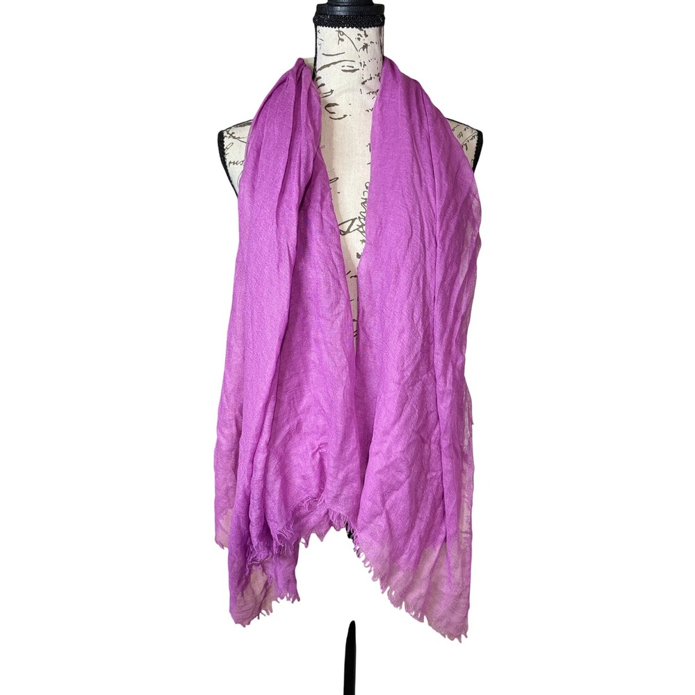 14th & Union Scarf Purple Lightweight Gauze Fringed Square Wrap OS